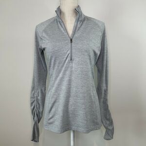 Lucy Gray 3/4 Zip Pullover Ruched Long Sleeve Women's Size Small Thumb Holes